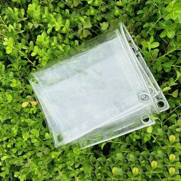 500 GSM Transparent Plastic PVC Waterproof Tarpaulin Film/Rain Covers with Eyelets, (5 x 8 ft)